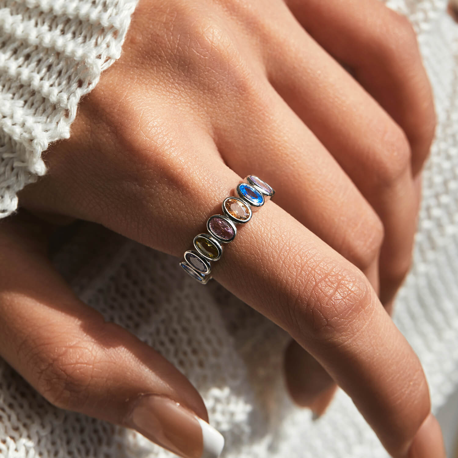 The Pastel Confetti Bezel Eternity Band product photo from Aruary