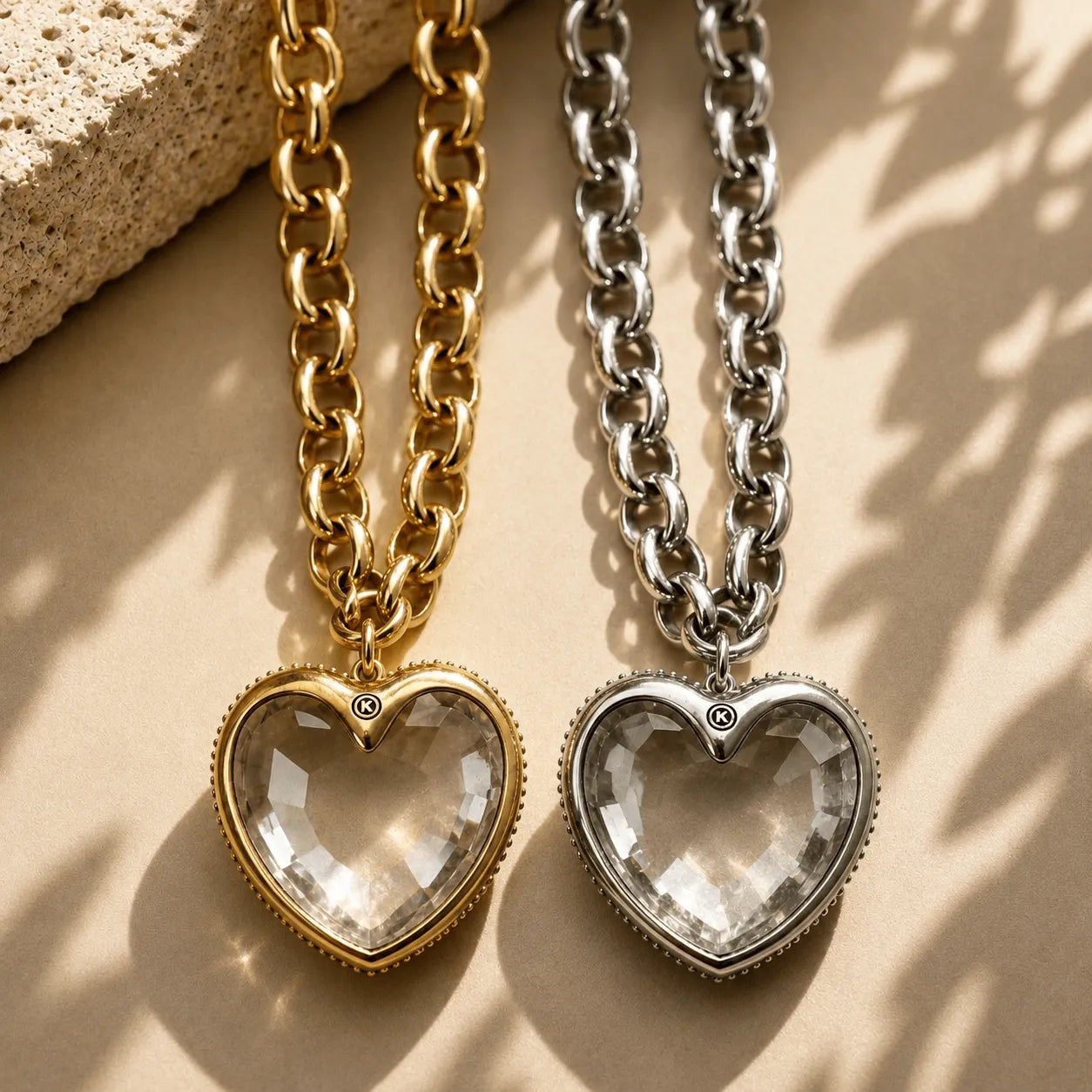 Crystal Heart Chunky Chain Layering Necklace product photo from Katiadesigns