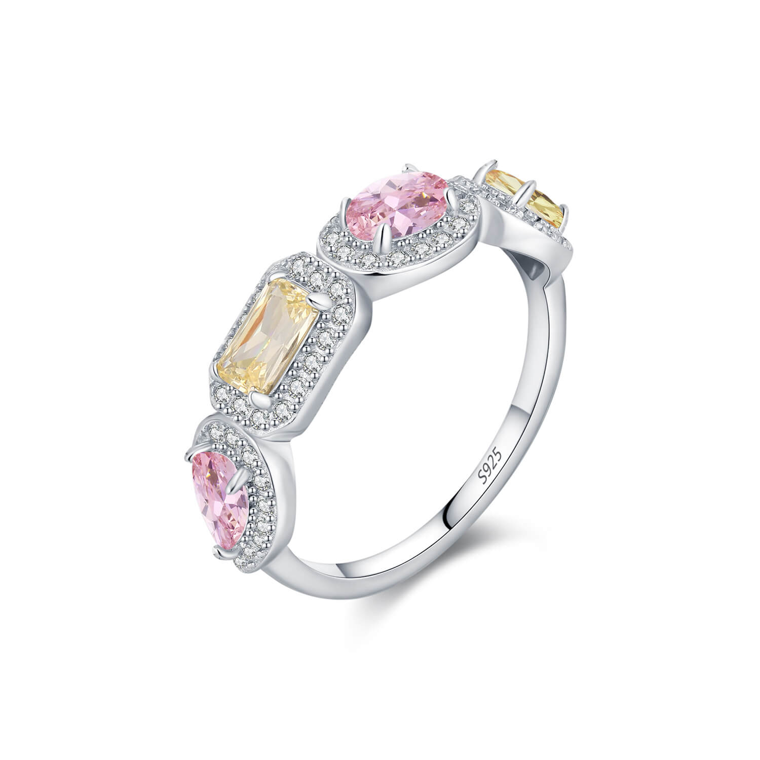 The Pastel Mosaic Multi-Gem Halo Band product photo from Aruary