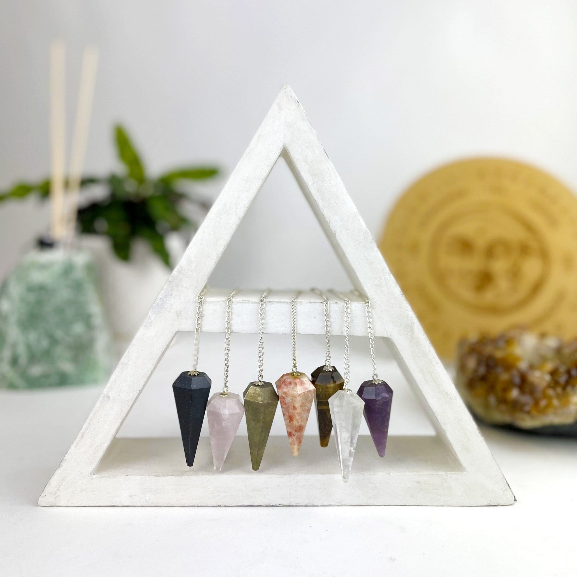 Crystal Pendulum with Chain (Gemstone Dowsing Pendulum)$12.00 product photo from Rock Paradise